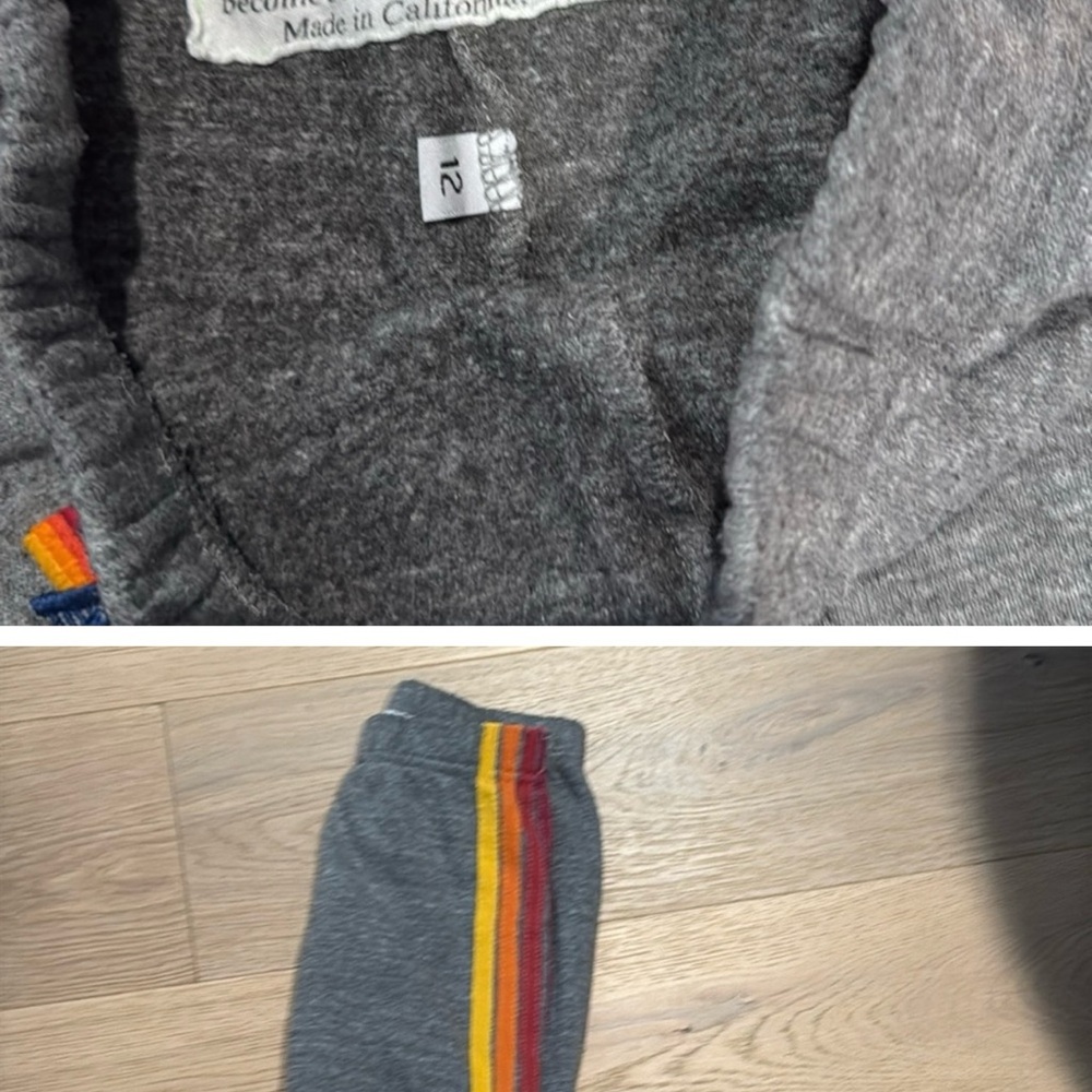 Gray Kids Bottoms with Rainbow Stripe